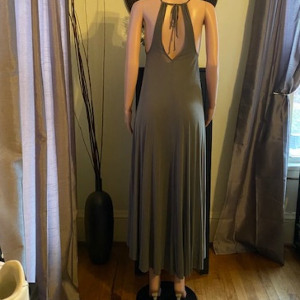 Rock Etiquette Olive Green Maxi Halter Dress XS - Picture 2 of 2